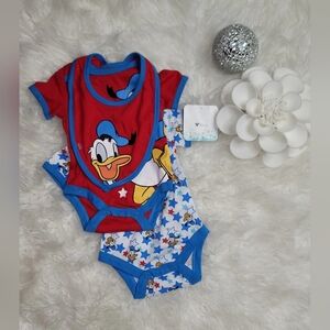 Disney baby donald duck 3pc onesie set